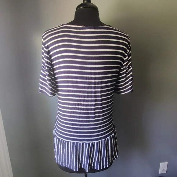 Anthropologie Pleione Striped Peplum Hem Top - Picture 5 of 5